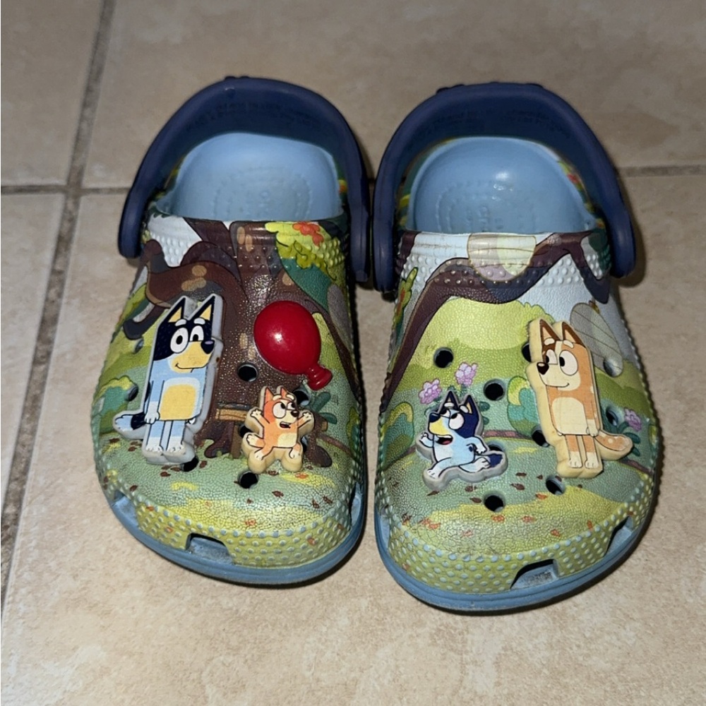 CROCS Blue and Green Sandals with Ventilation Holes